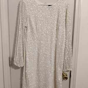 Adrianna Papell Sequined white dress Size 16